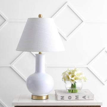 Han 27" Ceramic/Iron Contemporary USB Charging LED Table Lamp - JONATHAN Y
